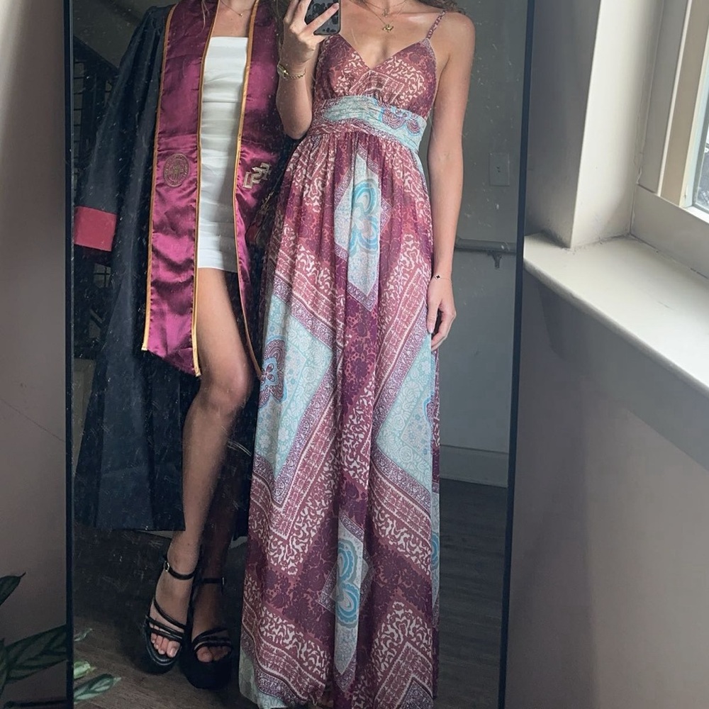 Moda International Purple and Blue Patterned Dress